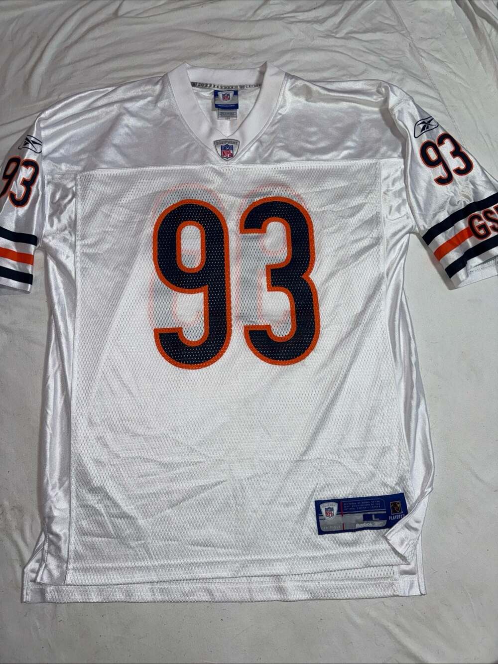 Reebok Chicago Bears Adewale Ogunleye #93 NFL Jersey White Size Large